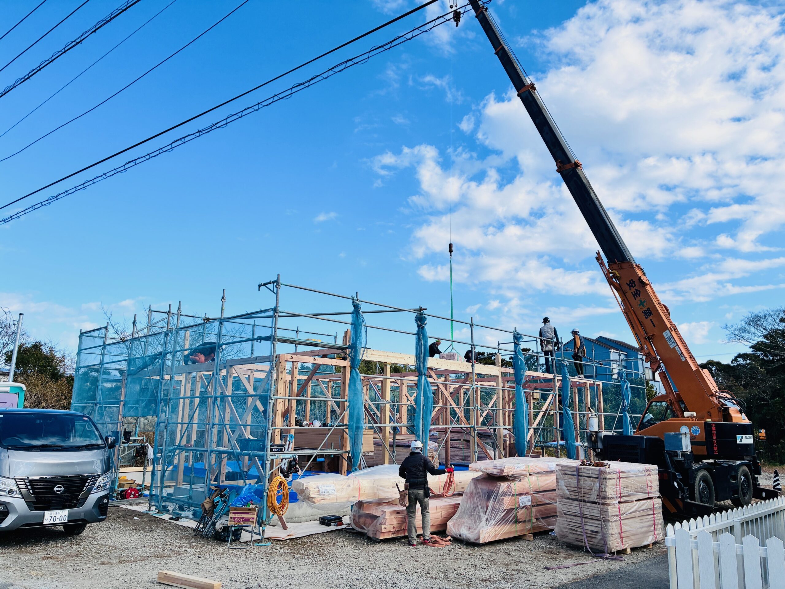 海の近くで上棟が無事に完了しました！！